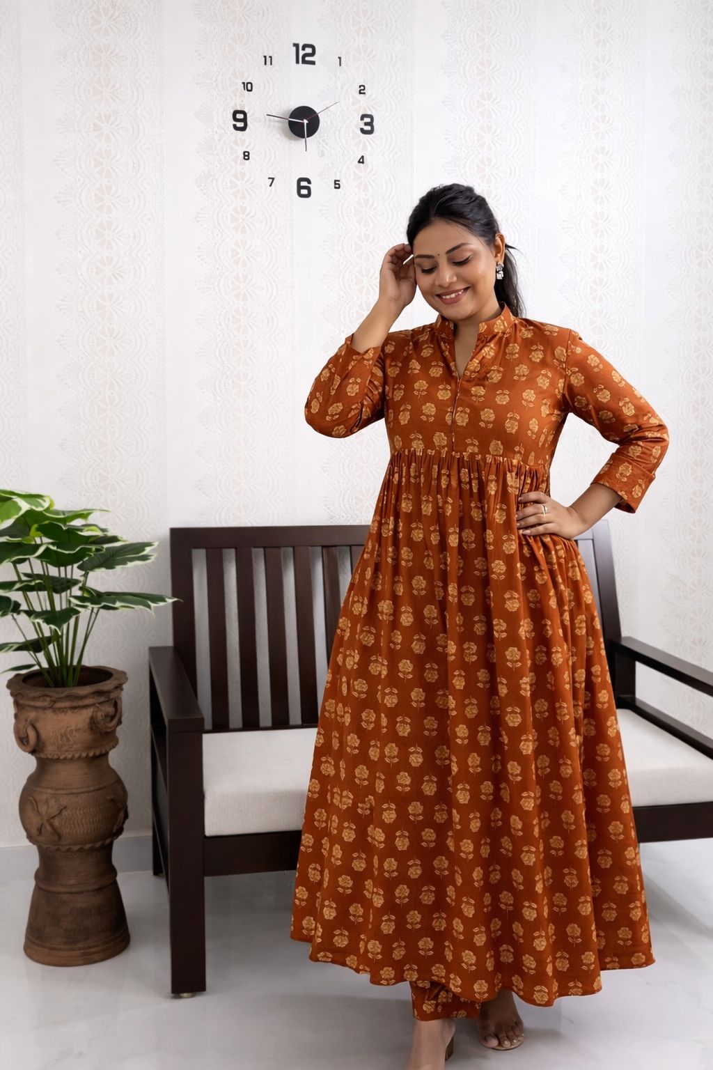 Rust floral coord set