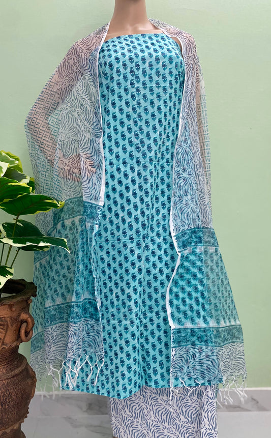 Nilaya - Handblock Printed Cotton Salwar Set (Unstitched)