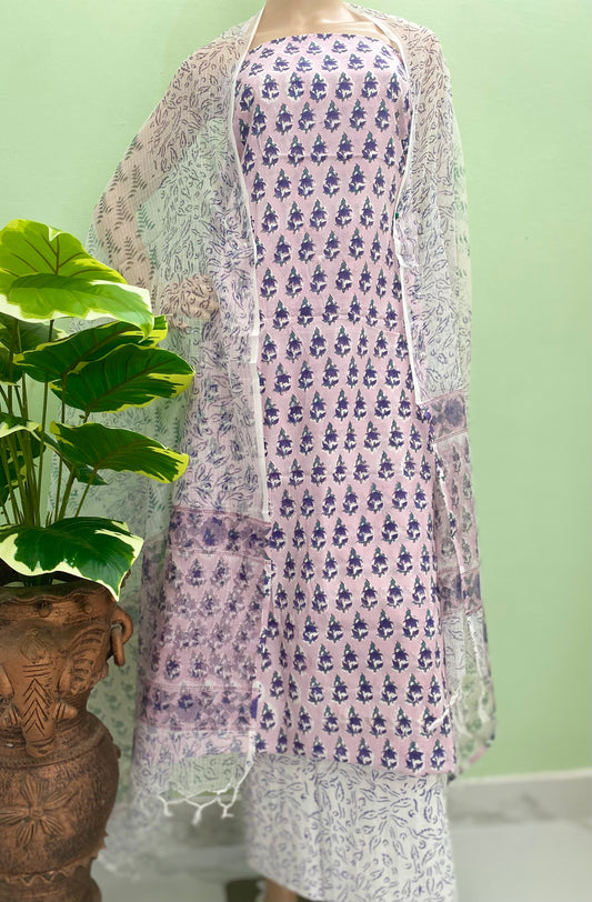 Lavanya Handblock printed cotton Salwar set( unstitched)