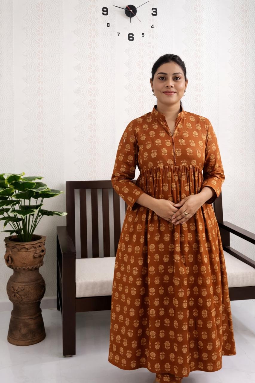 Rust floral coord set